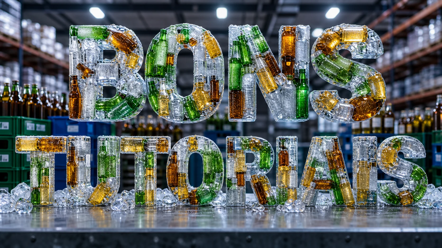 efeito de texto com garrafas geladas para distribuidoras de bebidas