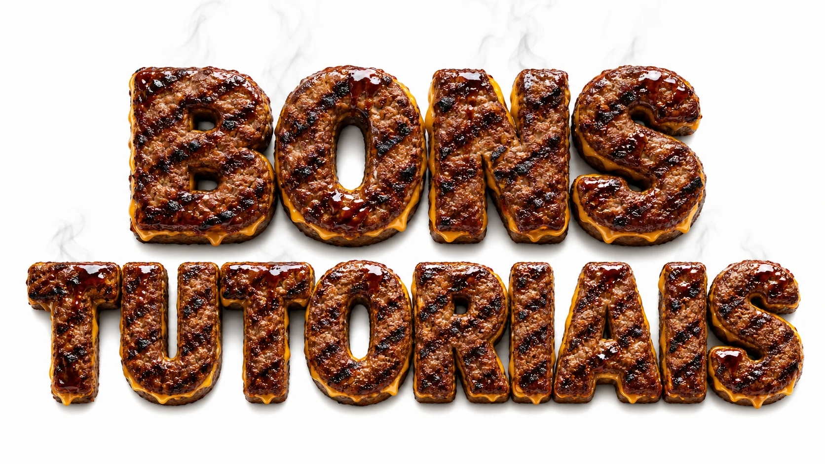 efeito de texto com carne grelhada e molho barbecue