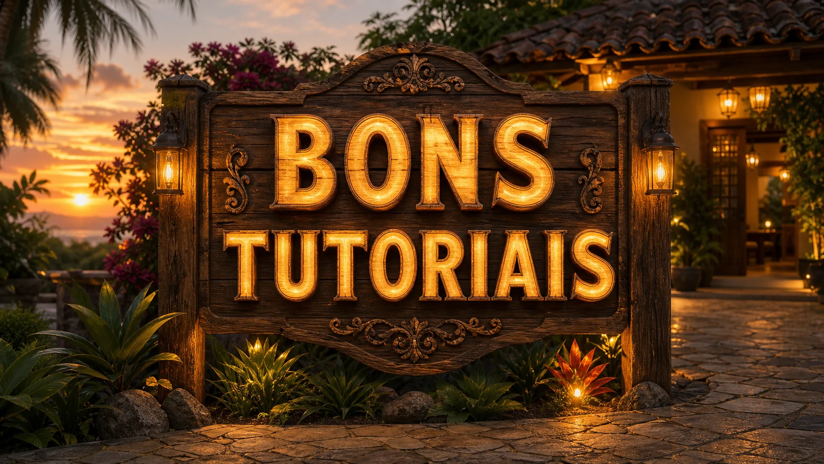 efeito de texto estilo letreiro iluminado para pousada criado com IA