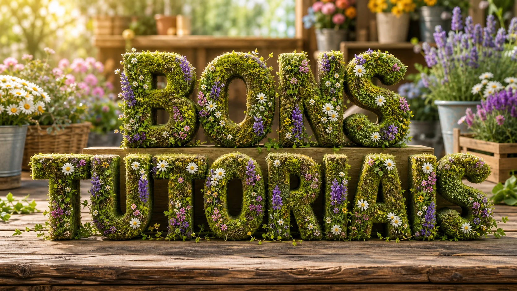 efeito de texto estilo letreiro de jardim para floricultura criado com IA