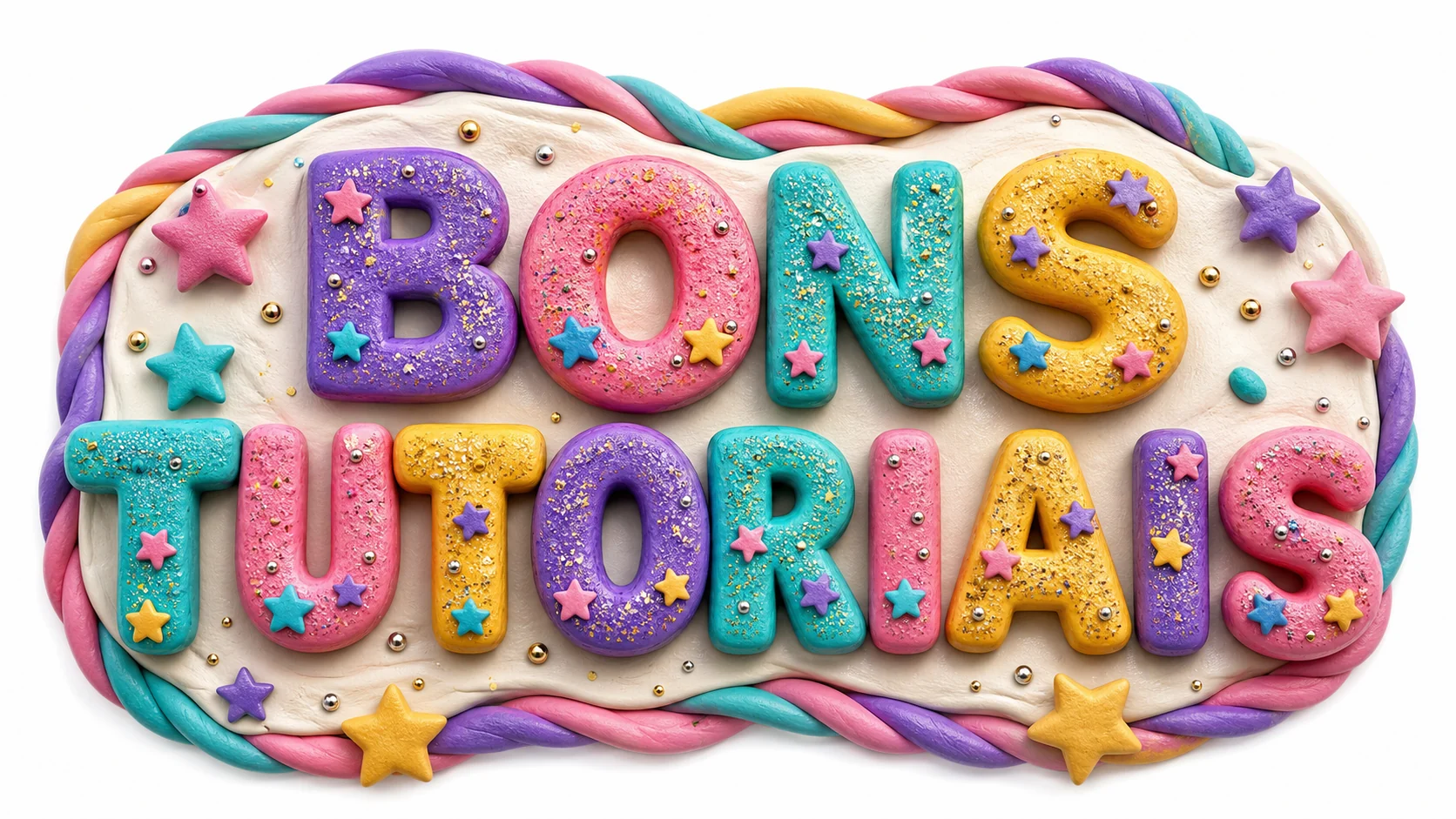 efeito de texto com massinha brilhante glitter e estrelas