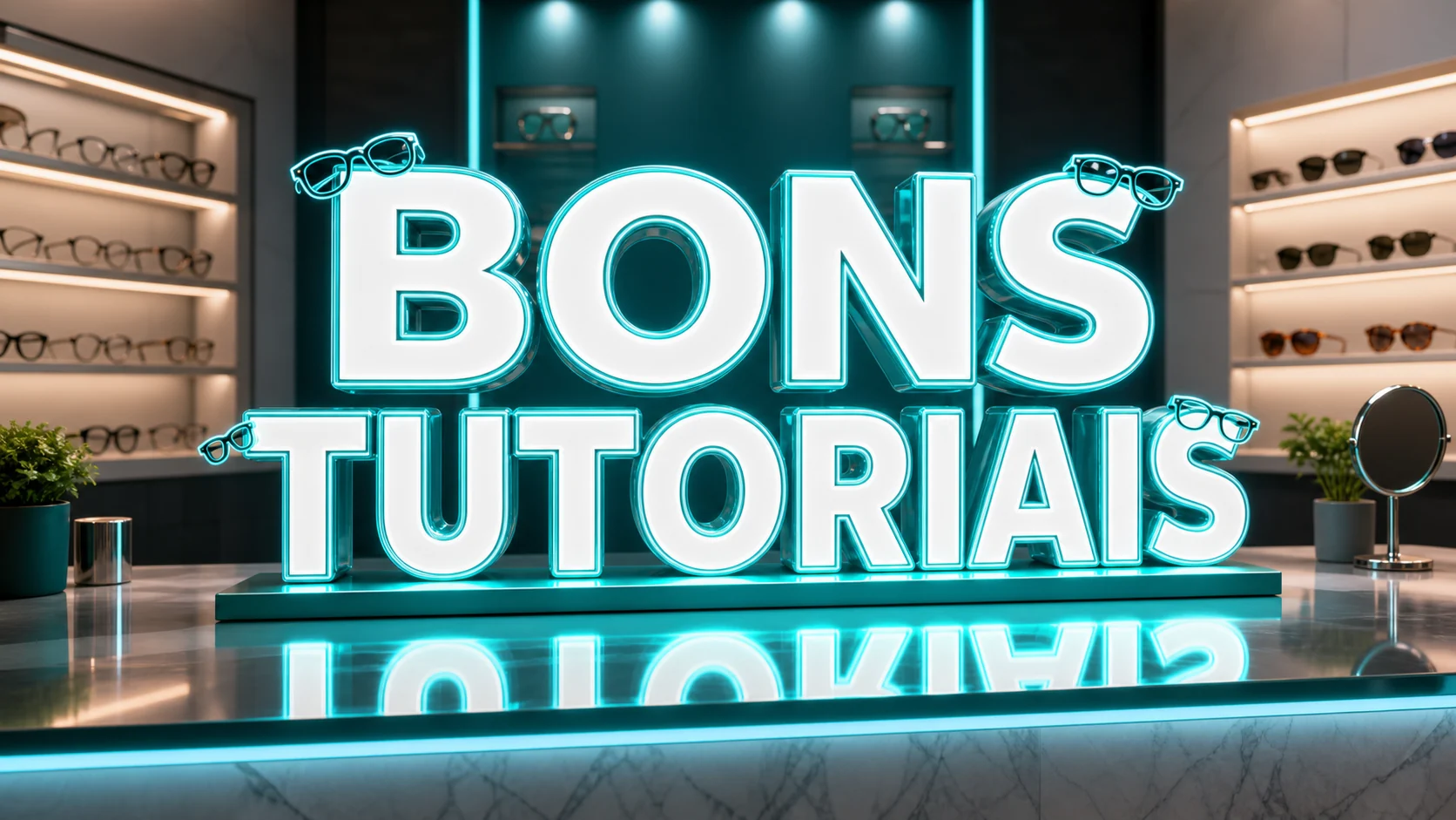 efeito de texto neon de vitrine para ótica criado com IA
