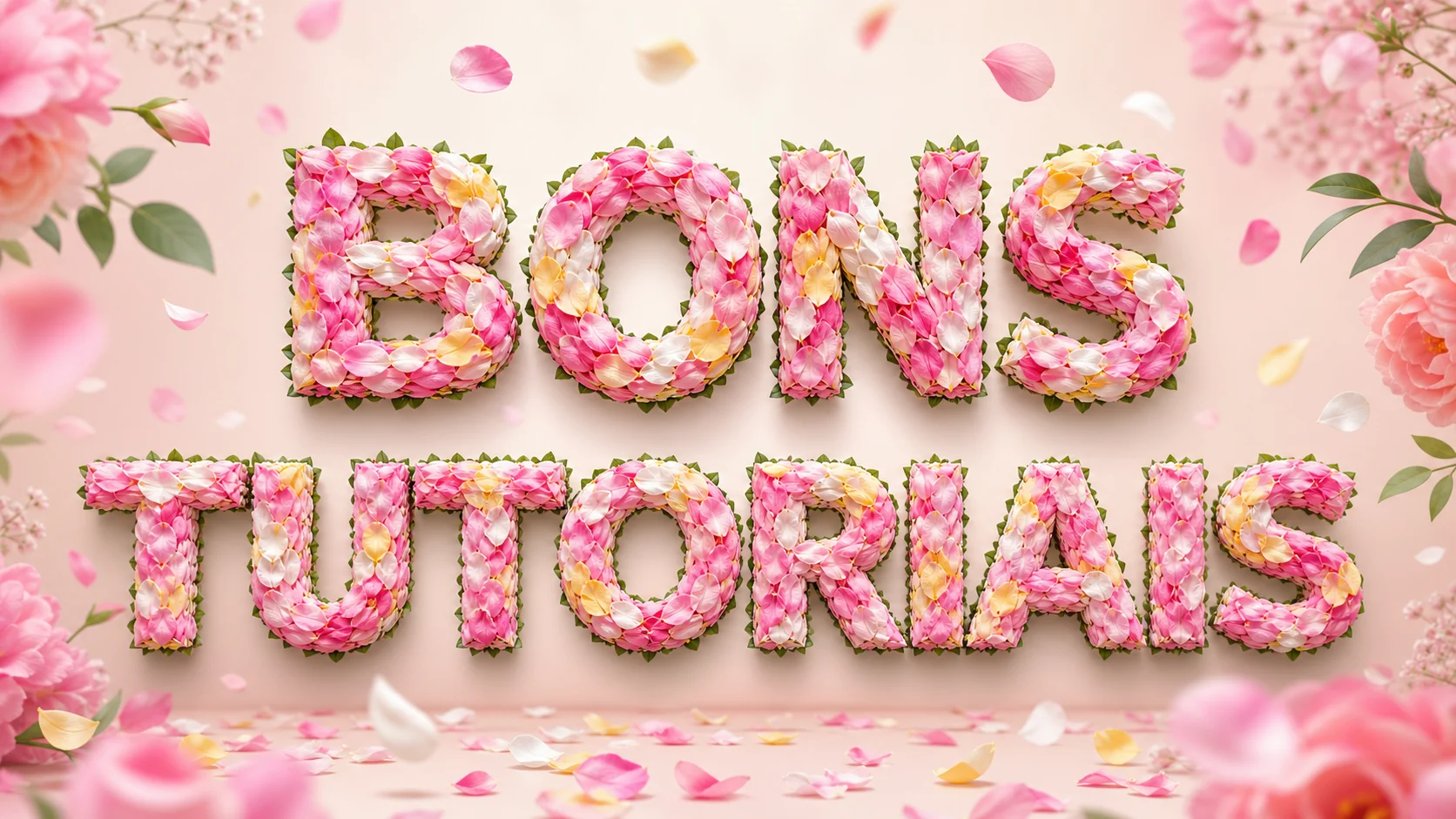 efeito de texto com pétalas coloridas para floricultura criado com IA