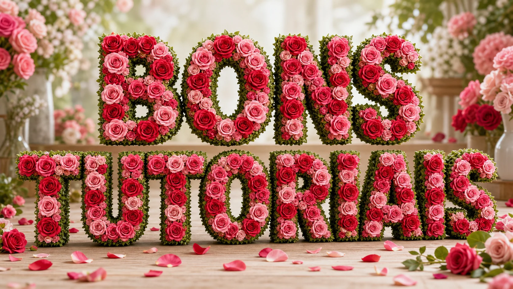 efeito de texto com rosas para floricultura criado com IA