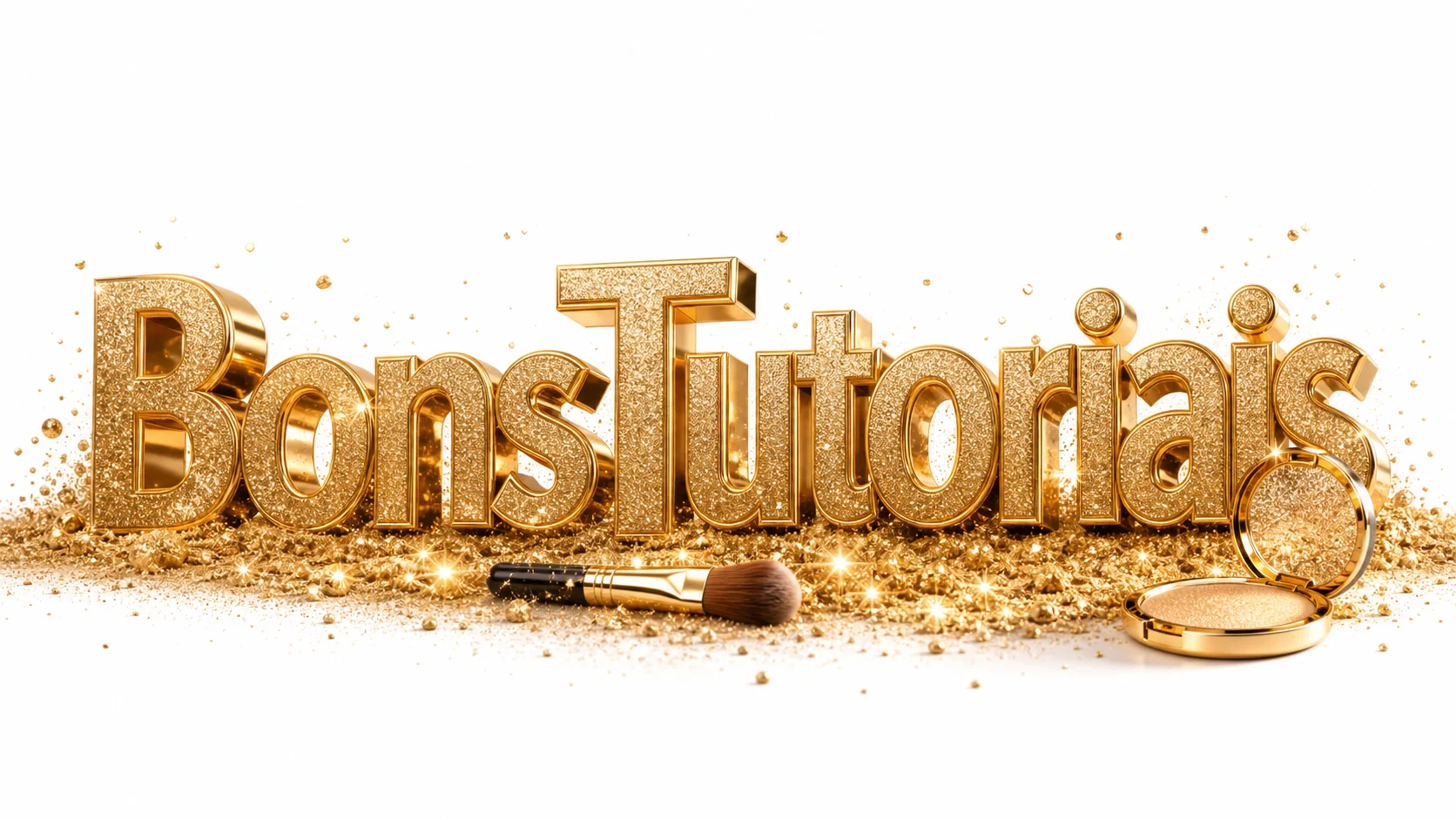 texto com glitter dourado de maquiagem feito por inteligência artificial