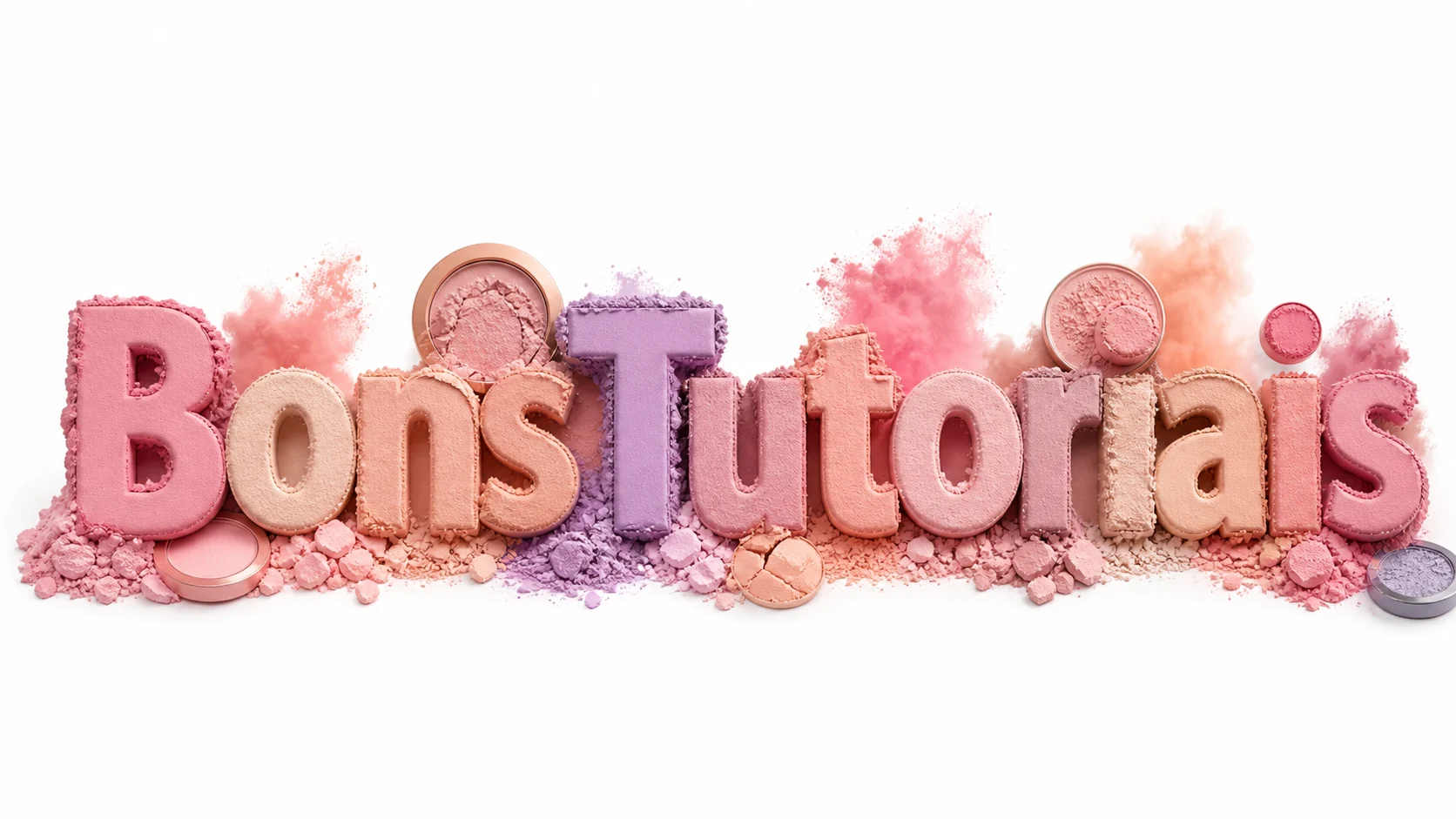 texto com pó de maquiagem em tons pastel criado com IA