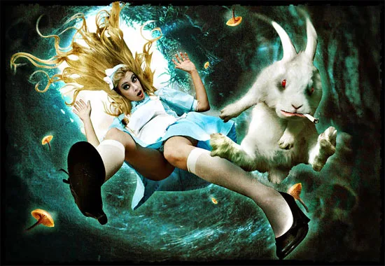 Publicidades e ilustrações de Alice no país das maravilhas