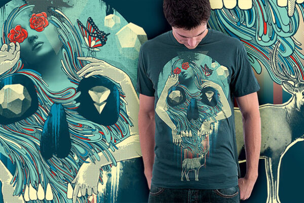 Grandes pinturas digitais de caveiras.