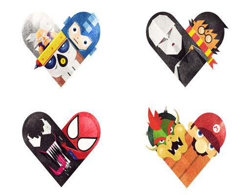 Rivais unidos pela fora do amor, ilustrações feitas pelo designer e ilustrador Dan Matutina (1)