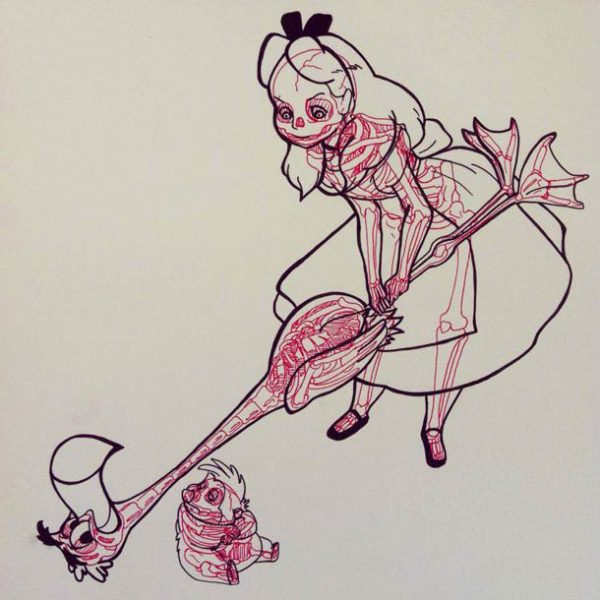 Ilustrações onde mostra a forma do esqueleto de personagens famosos - ilustrações de Chris Panda (20)