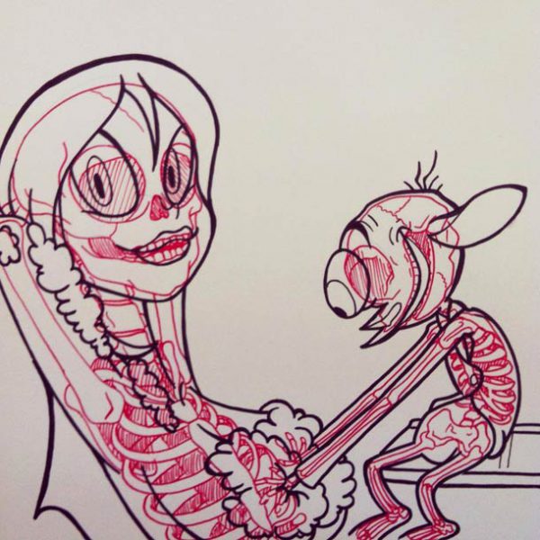 Ilustrações onde mostra a forma do esqueleto de personagens famosos - ilustrações de Chris Panda (19)