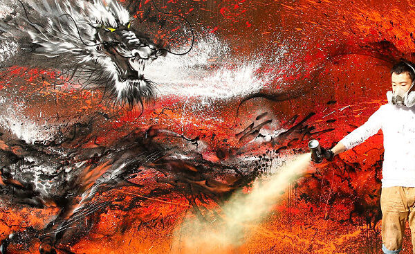 Arte urbana de um grande dragão chinês (1)