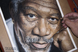 Desenhos realistas de Morgan Freeman por Néstor Canavarro (5)