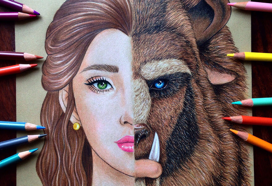 Desenhos criativos de personagens bons e seus vilões (6)