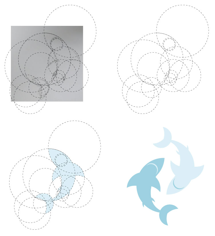 tutorial de criação de logo utilizando a espiral de Fibonacci